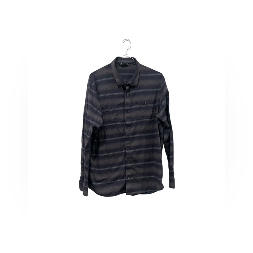 Travis Mathew Men’s Blue Striped Long Sleeve Button Down Shirt Size XXL EUC